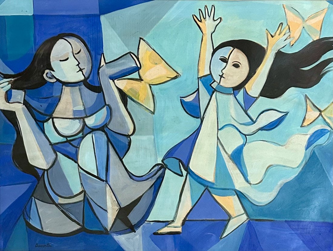 MILTON DACOSTA ACRYLIC ON BOARD: Attributed to Milton Dacosta, no coa, private collection, medium: acrylic, measurements: 28"HX36"W /good condition, Biography: Milton Dacosta Brazilian painter Born: October 19, 1915, NiterÃ³i, Stat