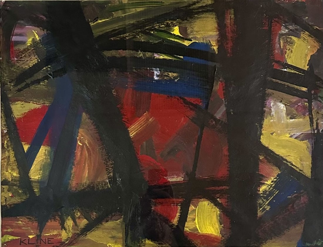 FRANZ KLINE (1910-1962) OIL ON PAPER ABSTRACT (1 of 3)