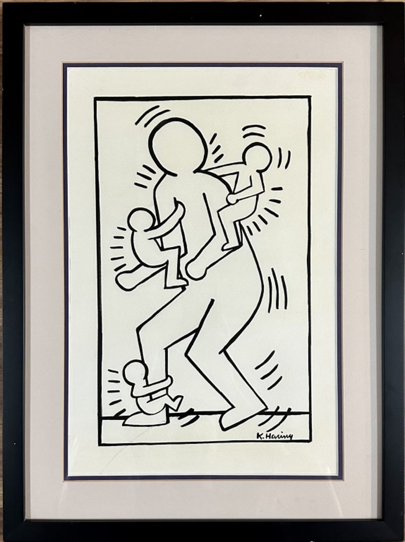 KEITH HARING POP ART INK DRAWING: Attributed to Keith Haring, no coa, private collection, medium: ink, measurements: Biography: Keith Allen Haring was an American artist whose pop art emerged from the New York City graffiti subculture