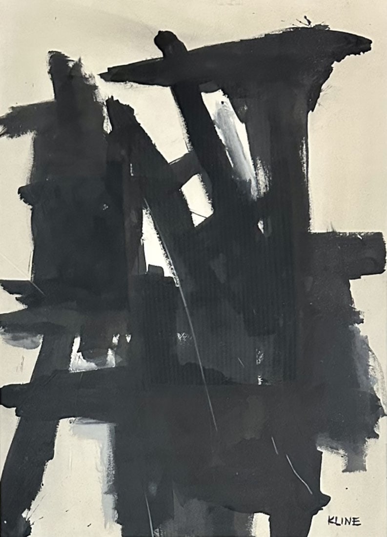 FRANZ KLINE ABSTRACT OIL ON PAPER PAINTING (1 of 3)