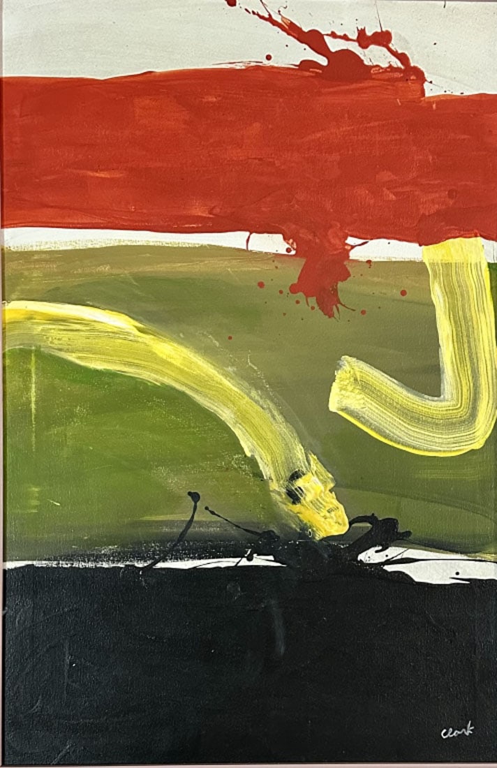 EDWARD CLARK ACRYLIC ON CANVAS ABSTRACT (1 of 3)