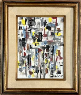 VIERA DE SILVA OIL ON CANVAS ABSTRACT: Attributed to Maria Helena Viera da Silva, no coa, private collection, medium: oil, measurements: Biography:Maria Helena Vieira da Silva was a Portuguese abstract painter. She was considered a leading