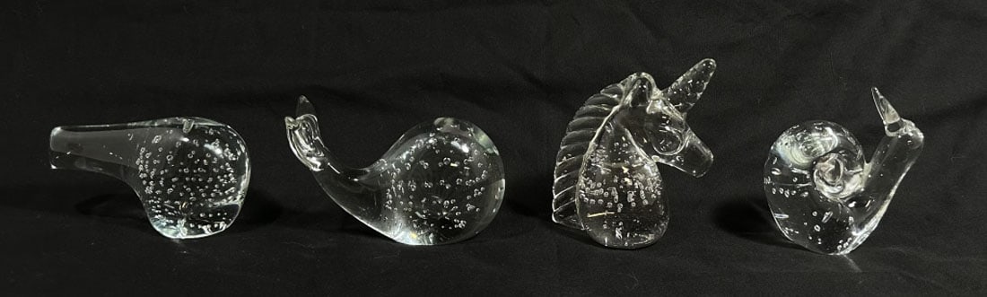LOT OF 4 VINTAGE BUBBLE ART GLASS ANIMALS (1 of 1)