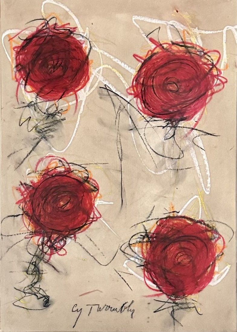 CY TWOMBLY PASTEL ON PAPER ABSTRACT (1 of 3)