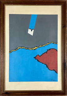 RAOUL DE KEYSER ABSTRACT OIL ON PAPER: Attributed to Raoul De Keyser, no coa, private collection, medium: oil, measurements: 27"wx39'h framed, good condition, Biography: Raoul De Keyser was a Belgian painter who lived and worked in