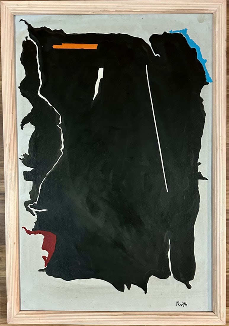 JACK ROTH ACRYLIC ON CANVAS (1927-2004): Attributed to Jack Roth, no coa, private collection, medium: acrylic measurements: 26"wx39"h framed, good condition, staining Biography:Jack Roth, also known as "Rodney Jack Roth", was an American pai