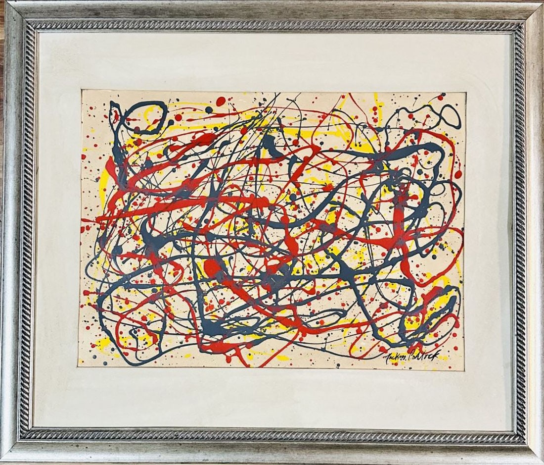 JACKSON POLLOCK OIL ON PAPER ABSTRACT (1 of 3)