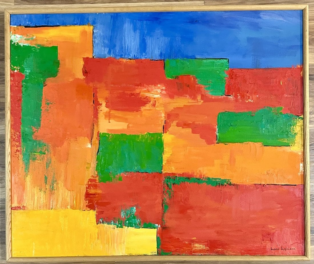 HANS HOFMANN ACRYLIC ON CANVAS: Attributed to Hans Hofmann, no coa, private collection, medium: acrylic measurements: 30"HX37"W framed, mint condition Biography: Hans Hofmann was a German-born American painter, renowned as both an a