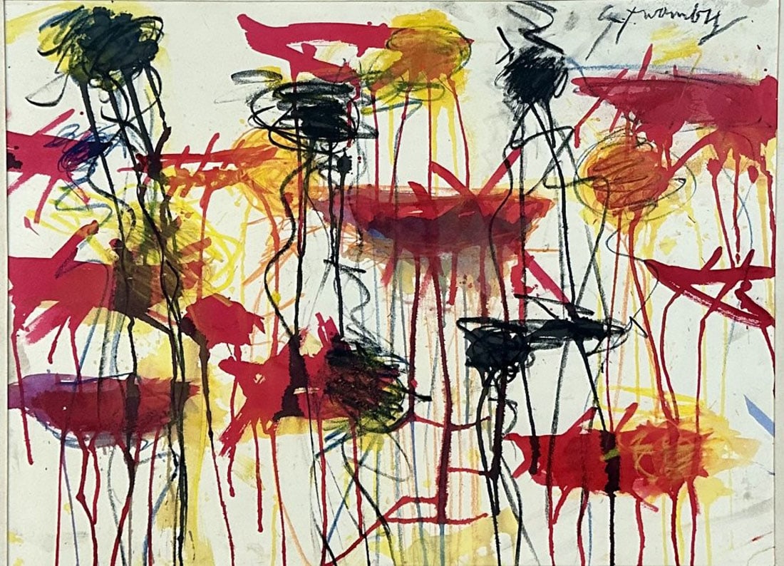 CY TWOMBLY MIXED MEDIA ON PAPER (1928-2011) (1 of 3)
