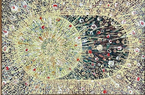 RICHARD POUSETTE DART OIL ON CANVAS (1916-1992): Attributed to Richard Pousette Dart, no coa, private collection, medium: oil, measurements: 32"wx44"h framed, mint condition Biography: Richard Warren Pousette-Dart was an American abstract expression