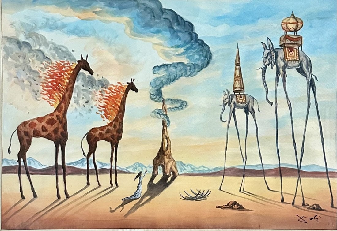 SALVADOR DALI WATERCOLOR SURREALIST PAINTING (1 of 3)