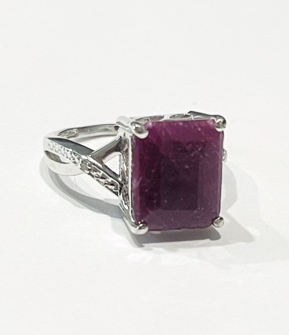HUGE 4CT GENUINE RUBY STERLING COCKTAIL RING (1 of 1)