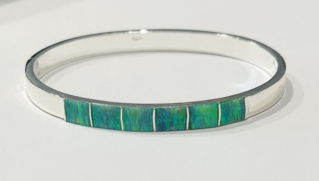 DARLING GREEN FIRE OPAL STERLING BRACELET (1 of 1)