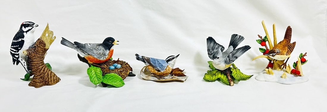 LENOX (5) COLLECTIBLE FINE PORCELAIN BIRDS: 3-4" GOOD CONDITION