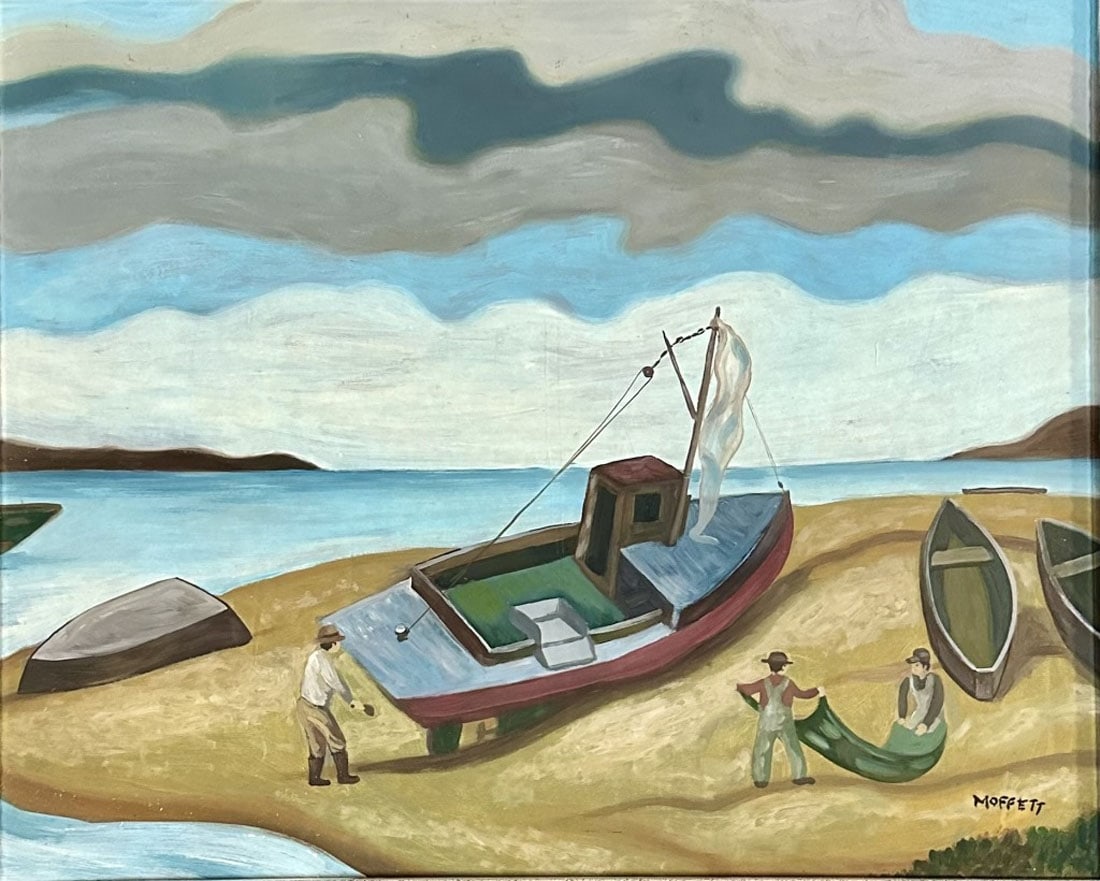 ROSS MOFFETT (1888-1971) OIL ON BOARD: Attributed to Ross Moffett, no coa, pAttributed to Ross Moffett, no coa, private collection, medium: oil, measurements: 24"HX28"W framed, very good condition Biography: Ross Embrose Moffett was an Ame