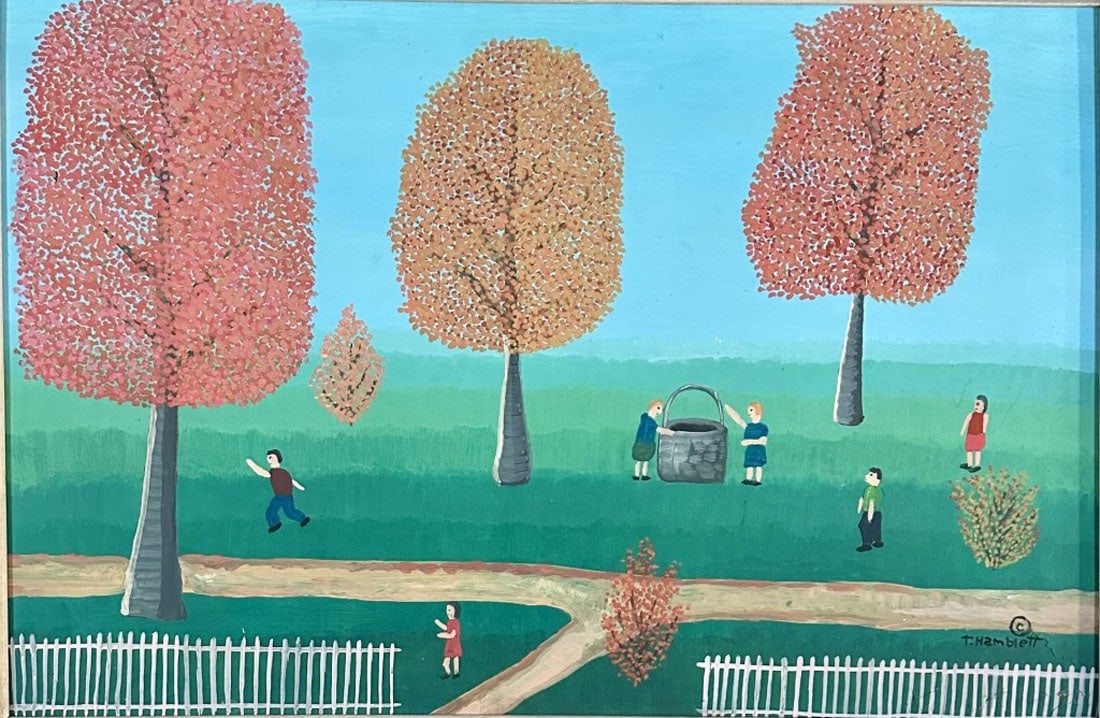 THEORA HAMBLETT (1895-1977) OIL ON BOARD: Attributed to Theora Hamblett, no coa, private collection, medium: oil measurements: 21"hx32"w framed, good condition, 3' in cracking near bottom Biography:Theora Hamblett was an American painter, one