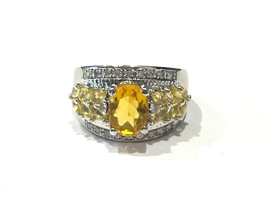STUNNING ART DECO STERLING CITRINE COCKTAIL RING (1 of 1)