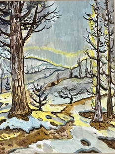 CHARLES BURCHFIELD (893-1967) WATERCOLOR ON PAPER: Attributed to Charles Burchfield, no coa, private collection, medium: watercolor, measurements: 25"WX31"H framed, mint condition Biography: Charles Ephraim Burchfield was an American painter and visio