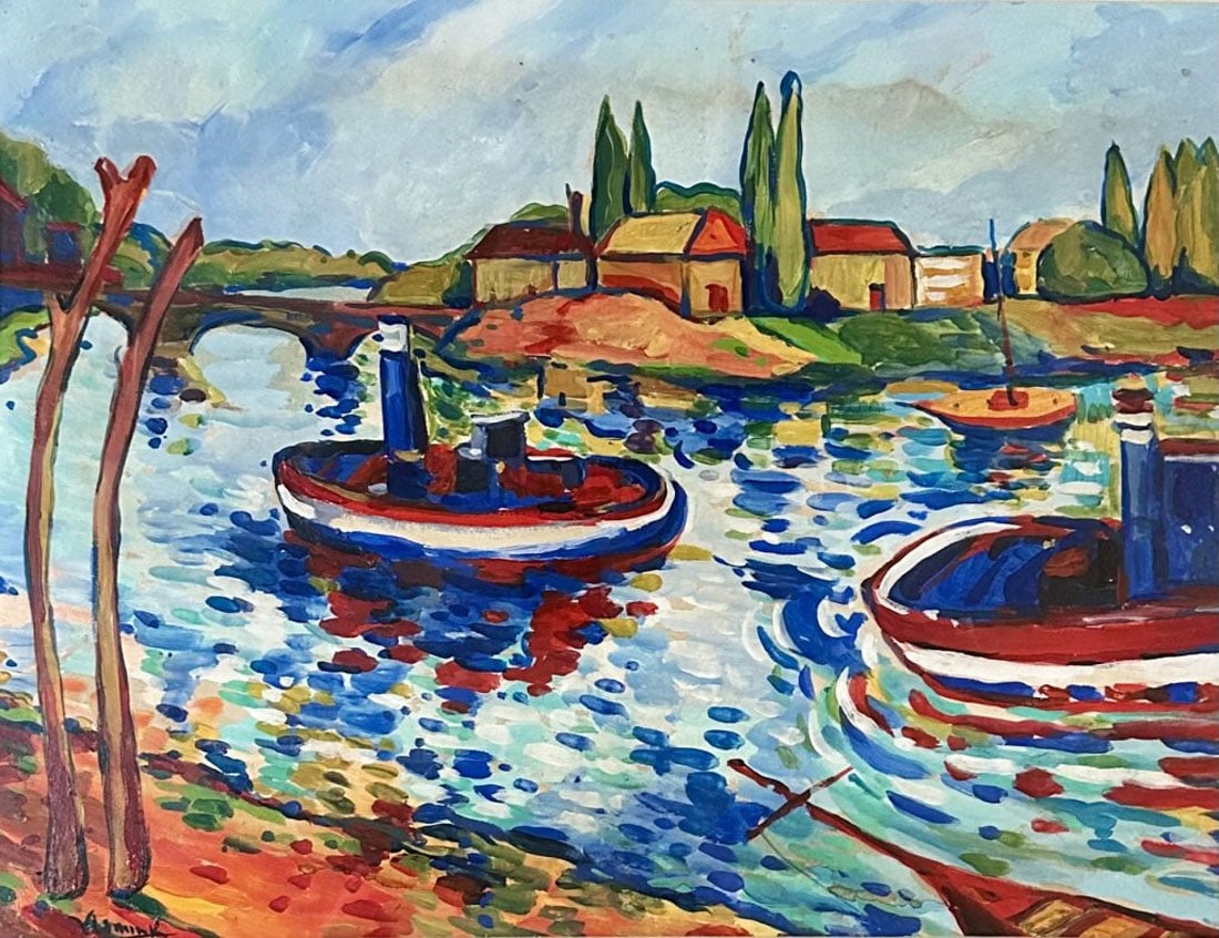 Maurice De Vlaminck Landscape Oil On Paper