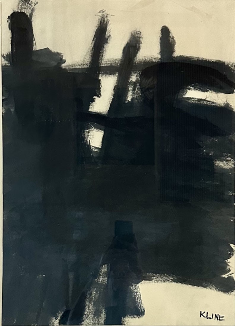 FRANZ KLINE ABSTRACT OIL PAINTING: Attributed to Franz Kline, no coa, private collection, medium: oil, measurements: 39"H X30"W framed, mint condition Biography: Franz Kline was an American painter. He is associated with the Abstract E