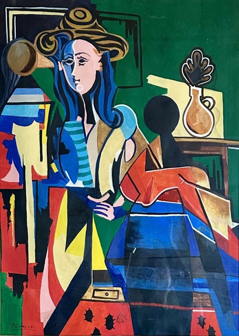 PABLO PICASSO ABSTRACT OIL ON PAPER (1 of 3)