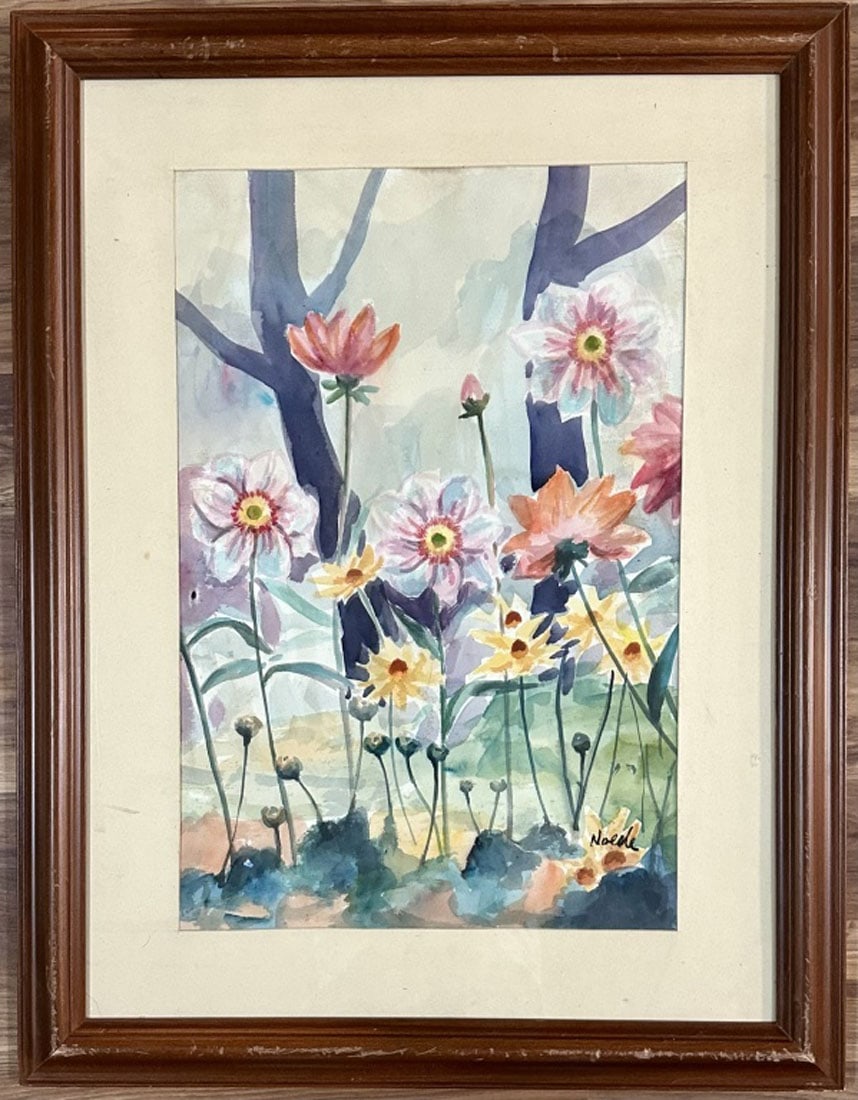 EMIL NOLDE WATERCOLOR STILL LIFE ON PAPER: Attributed to Emil Nolde, no coa, private collection, medium: watercolor, measurements: 24"WX31"H framed, mint condition, frame shows age Biography:Emil Nolde was born as Hans Emil Hansen, near the vi