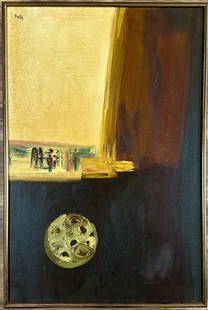 LUIS FEITO OIL ON CANVAS ABSTRACT: Attributed to Luis Feito, no coa, private collection, medium: oil measurements: 25"WX37"H framed, mint condition Biography: Luis Feito López was a Spanish painter. His work was influenced by cubism a