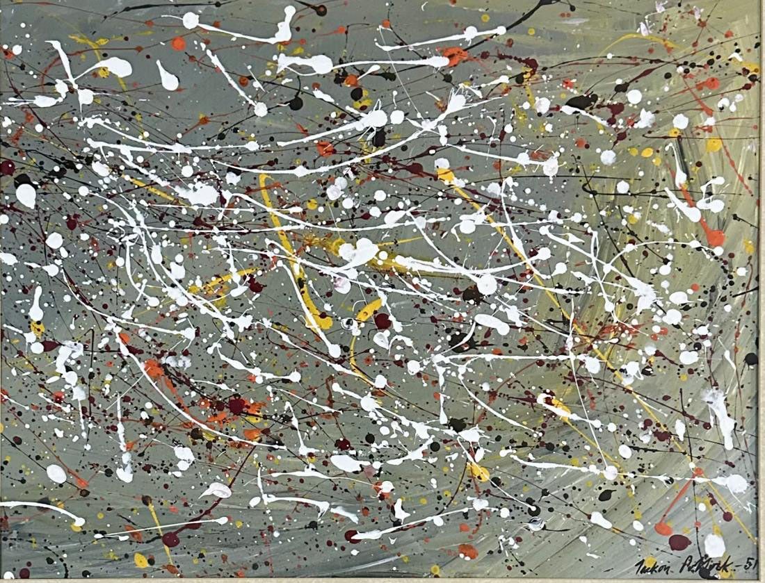 JACKSON POLLOCK OIL ON PAPER ABSTRACT (1 of 3)