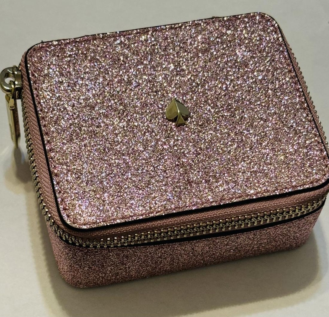 AUTHENTIC KATE SPADE PINK GLITTER JEWELRY CASE (1 of 2)