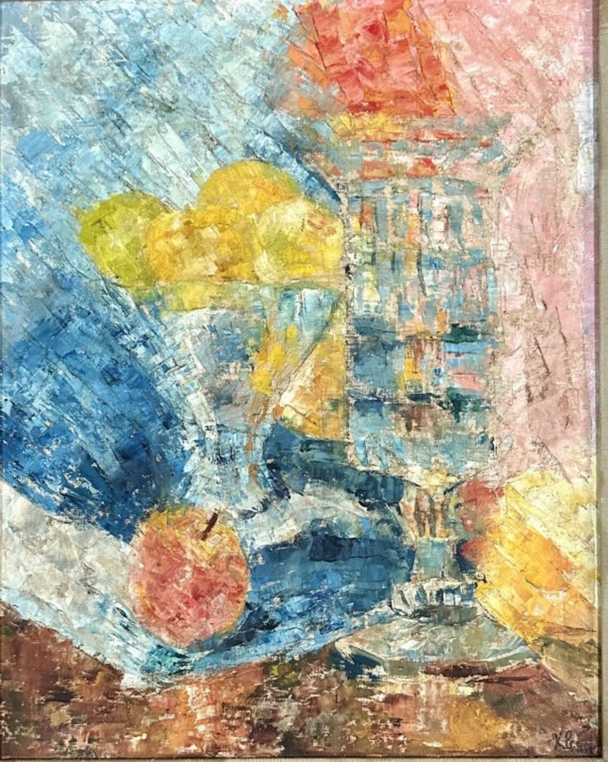 PAUL KLEE (1879-1940) OIL ON BOARD: Attributed to Paul Klee, "LIVSSTIL"no coa, private collection, medium: oil, measurements: 23"HX19"W framed, good condition, shows age Biography: Paul Klee was a Swiss-born German artist. His highly in