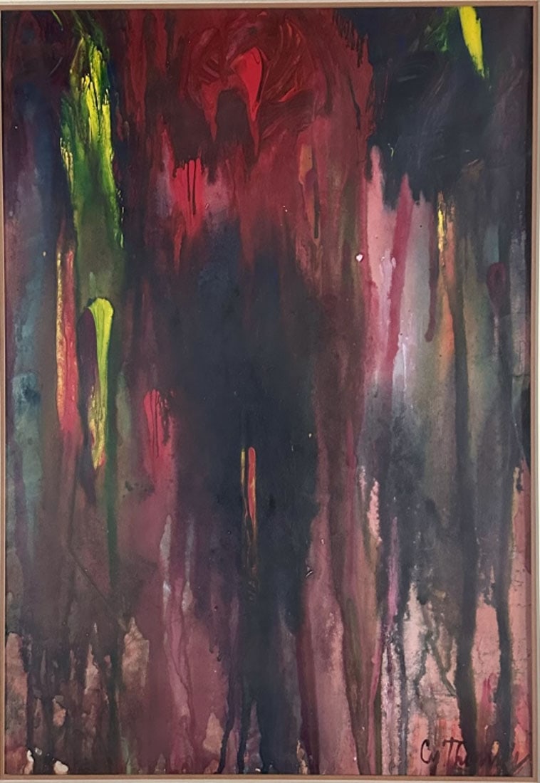 CY TWOMBLY (1928-2011) ABSTRACT OIL ON PAPER (1 of 3)