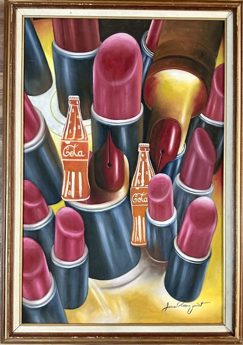 JAMES ROSENQUIST OIL ON CANVAS (1933-2017): Attributed to James Rosenquist, no coa, private collection, medium: oil measurements: 28"wx41"h framed, mint condition Biography: James Albert Rosenquist (November 29, 1933 – March 31, 2017) was an