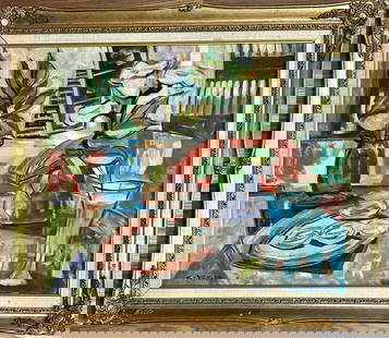 CLAUDE VENARD OIL ON CANVAS PAINTING: Attributed to Claude Venard, no coa, private collection, medium: oil measurements: 25"HX29"W framed, mint condition Biography: Claude Venard became internationally renowned during the 1950's for his b