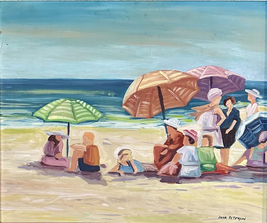 JANE PETERSON "BEACH" OIL ON BOARD (1 of 5)
