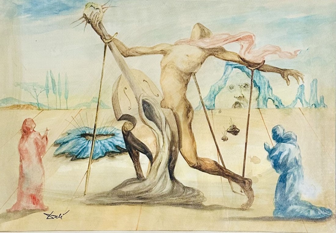 SALVADOR DALI WATERCOLOR ON PAPER (1 of 3)