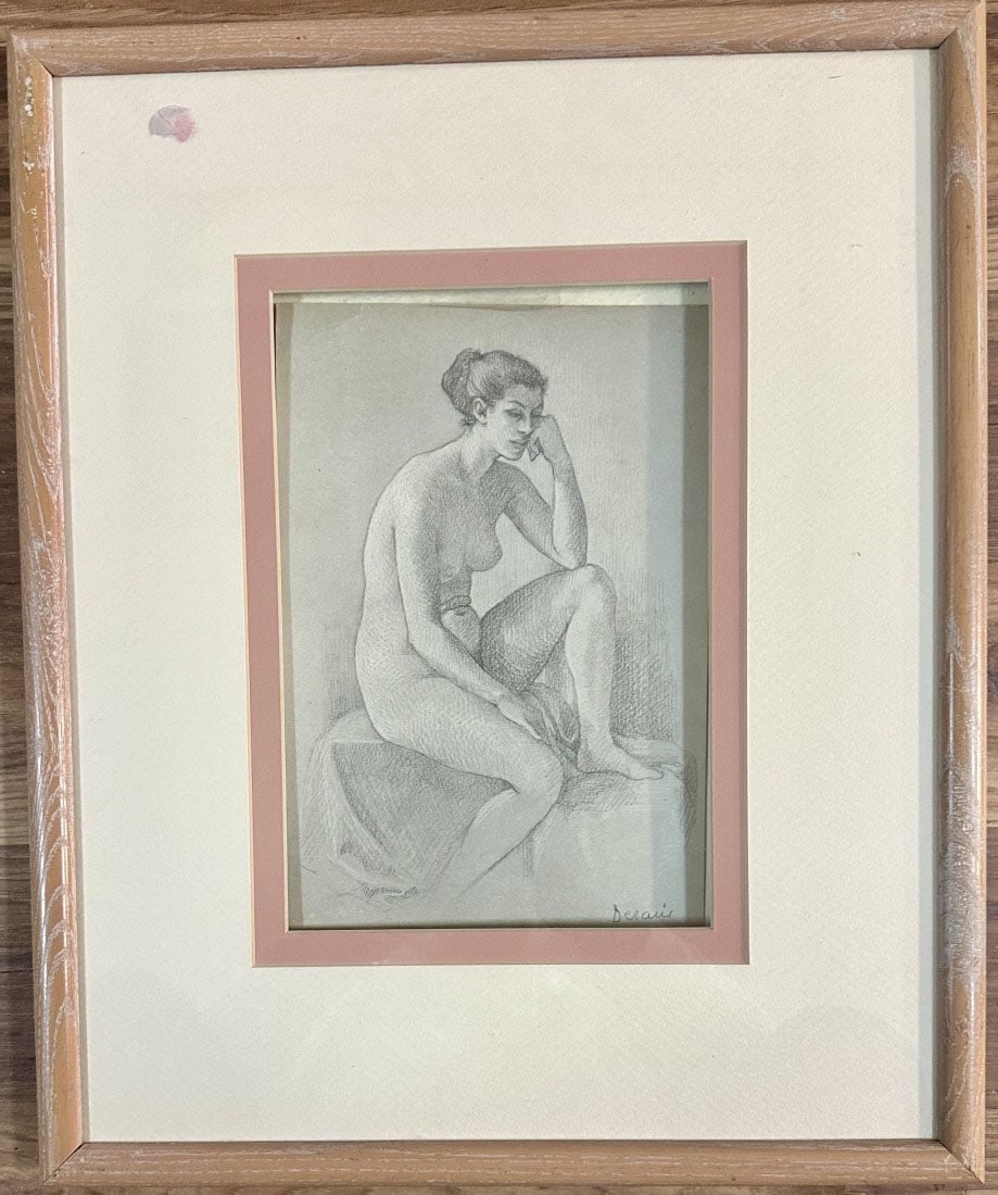 ANDRE DERAIN FIGURATIVE PENCIL SKETCH: Attributed to Andre Derain, no coa, private collection, medium: pencil, measurements: 14"wx16"h framed, mint condition Biography: André Derain was a French artist, painter, sculptor and co-founder of