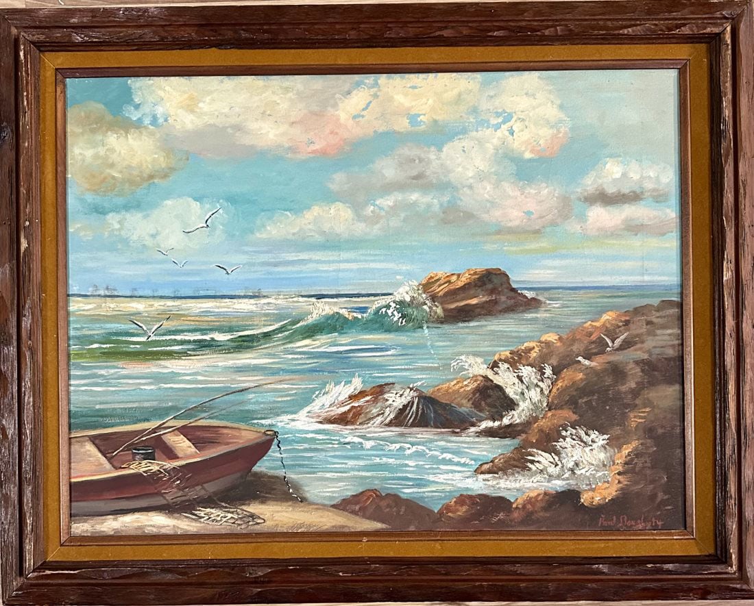 PAUL DOUGHERTY OIL ON CANVAS LANDSCAPE: Attributed to Paul Dougherty, no coa, private collection, medium: oil, measurements: 23"hx29"w framed, good condition, some discoloration throughout Biography: Paul Hampden Dougherty was an American m