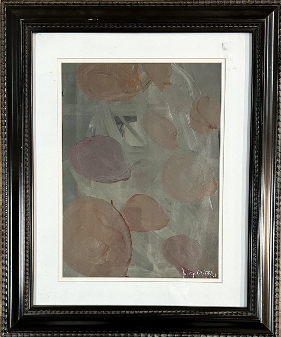 JULES OLITSKI OIL ON PAPER ABSTRACT: Attributed to Jules Olitski, no coa, private collection, medium: oil, measurements: 20"wx24"h framed, mint condition Biography:Jevel Demikovski, known professionally as Jules Olitski, was an American