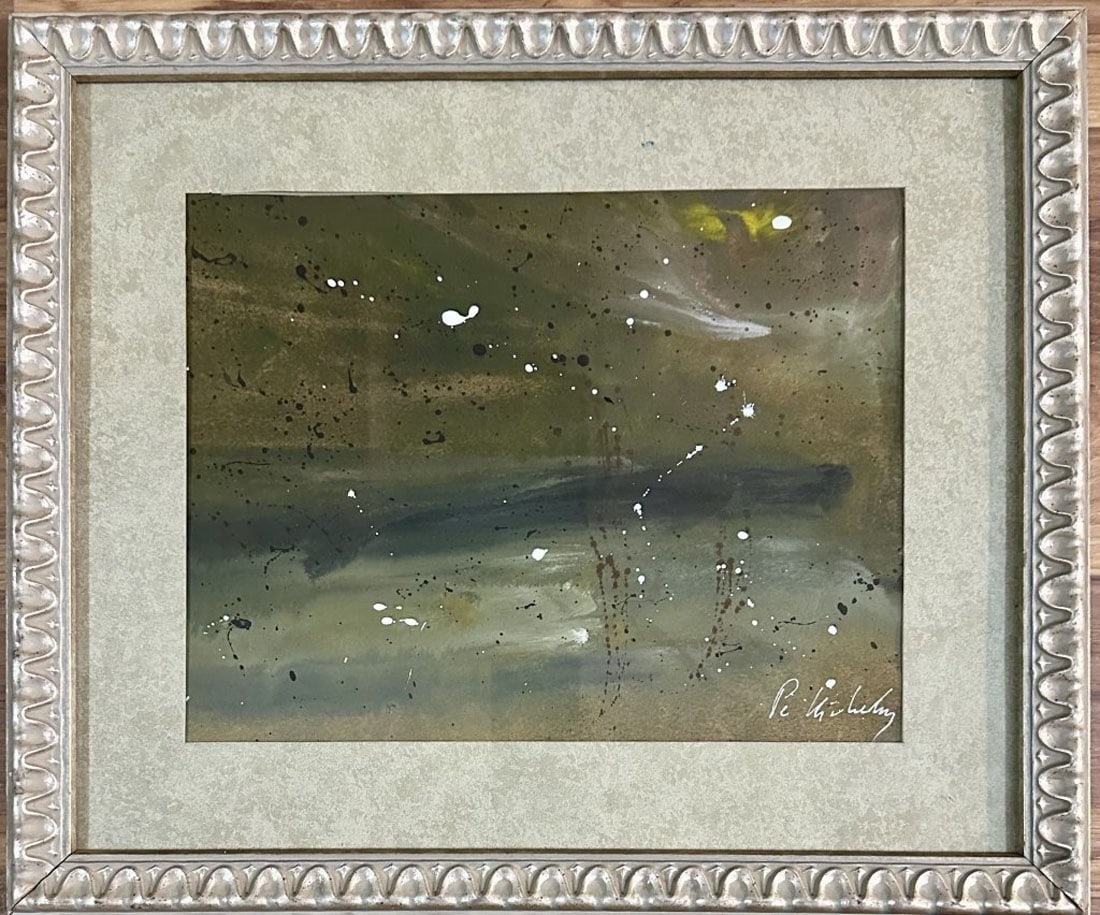 PER KIRKEBY OIL ON PAPER ABSTRACT: Attributed to Per Kirkeby, no coa, private collection, medium: oil, measurements: 18"WX16"H framed, ok/good condition Biography: Per Kirkeby was a Danish painter, poet, film maker and sculptor. His wo