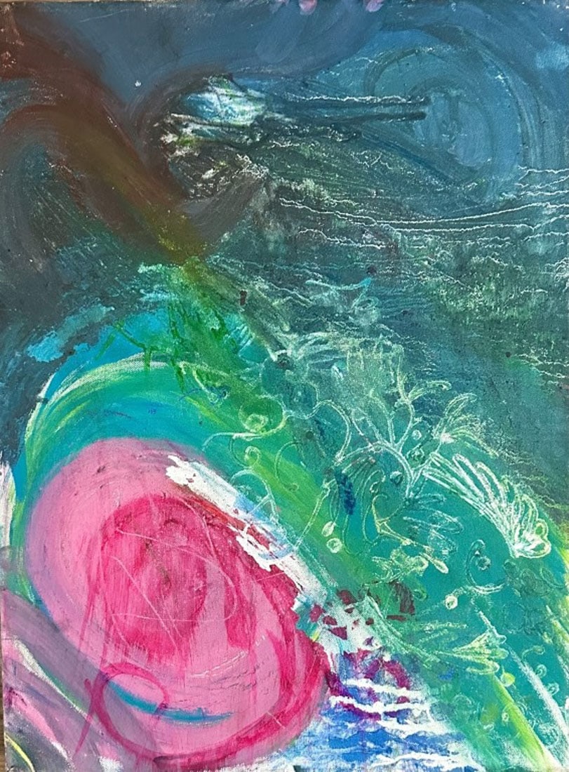 FRANCINE TINT ABSTRACT OIL ON CANVAS: Attributed to Francine Tint, no coa, private collection, medium: oil, measurements: 18"WX24"H no frame, mint condition Biography: Francine Tint is a New York City based American abstract expressionist