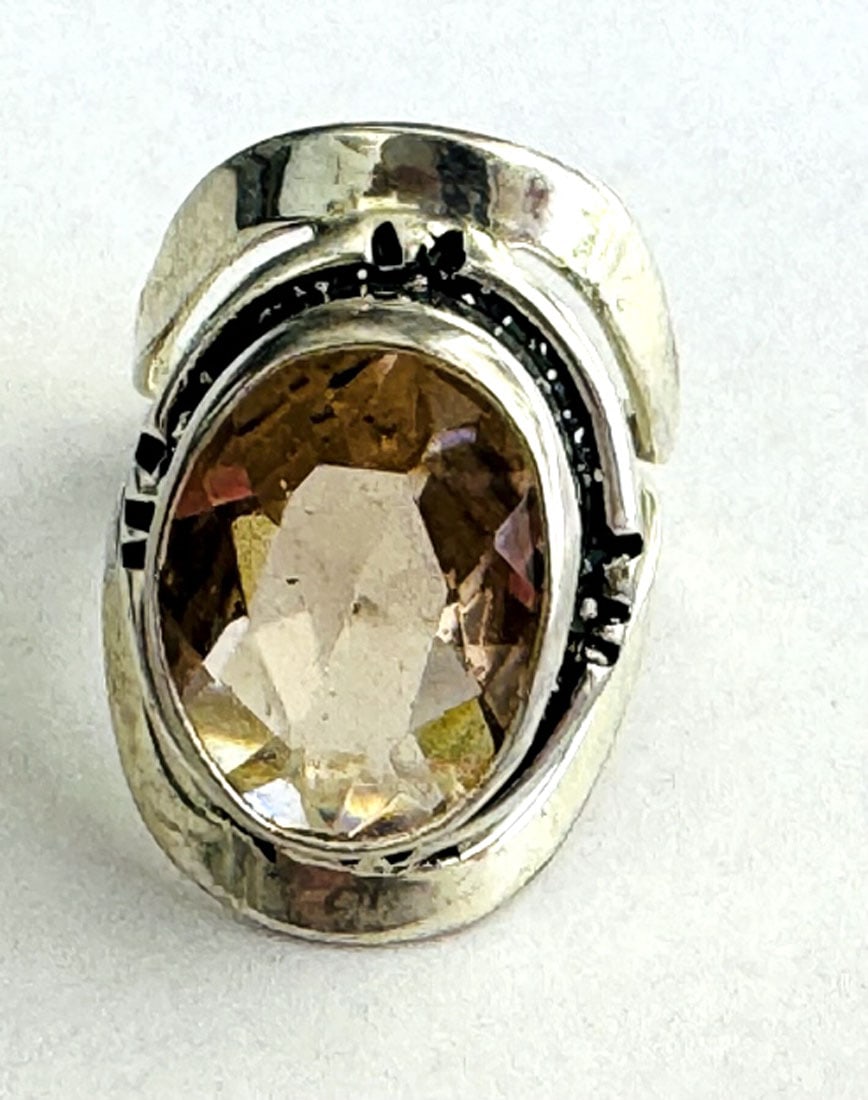 HUGE 10CT ROSE QUARTZ MEXICAN STERLING RING (1 of 1)