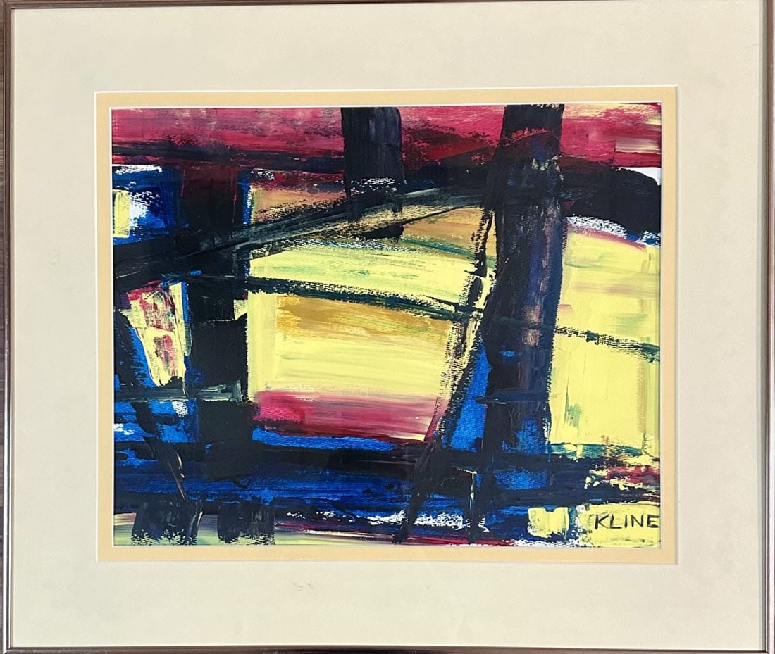 FRANZ KLINE OIL ON PAPER (1910-1962 AMERICAN): Attributed to Franz Kline,no coa, private collection, medium: oil, measurements: 21"HX25"W framed, good condition Biography: Franz Kline was an American painter. He is associated with the Abstract Exp