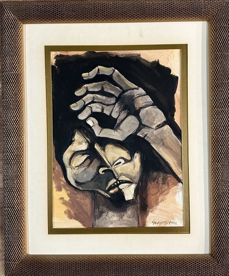 OSWALDO GUAYASAMIN OIL ON PAPER (1 of 3)