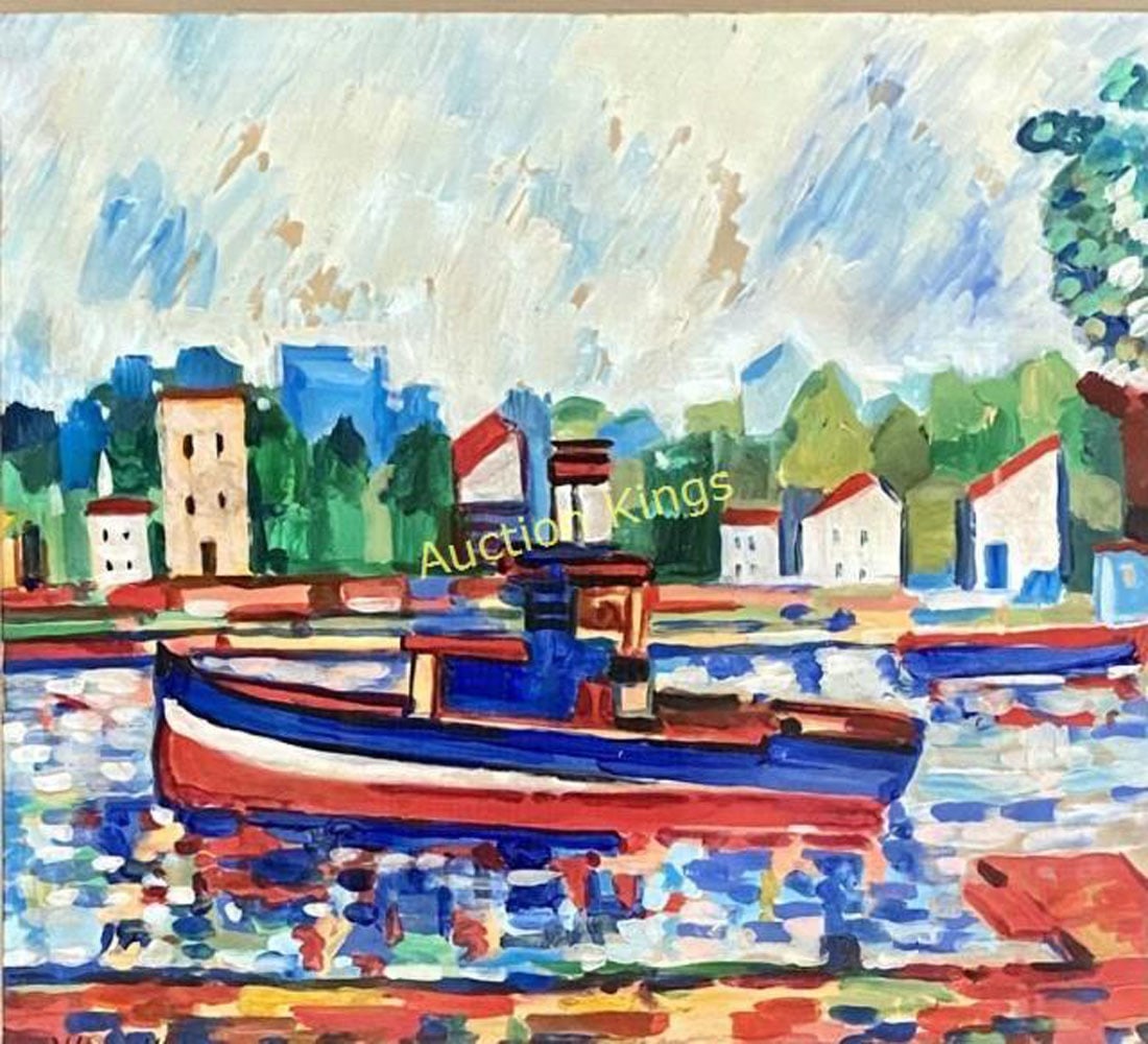 MAURICE DE VLAMNICK TEMPERA ON PAPER (FRENCH): Attributed to Maurice de Vlaminck, private collection, no coa, measurements:35"WX30"H framed, good condition Biography: Maurice de Vlaminck was a French painter. Along with André Derain and Henri Mat