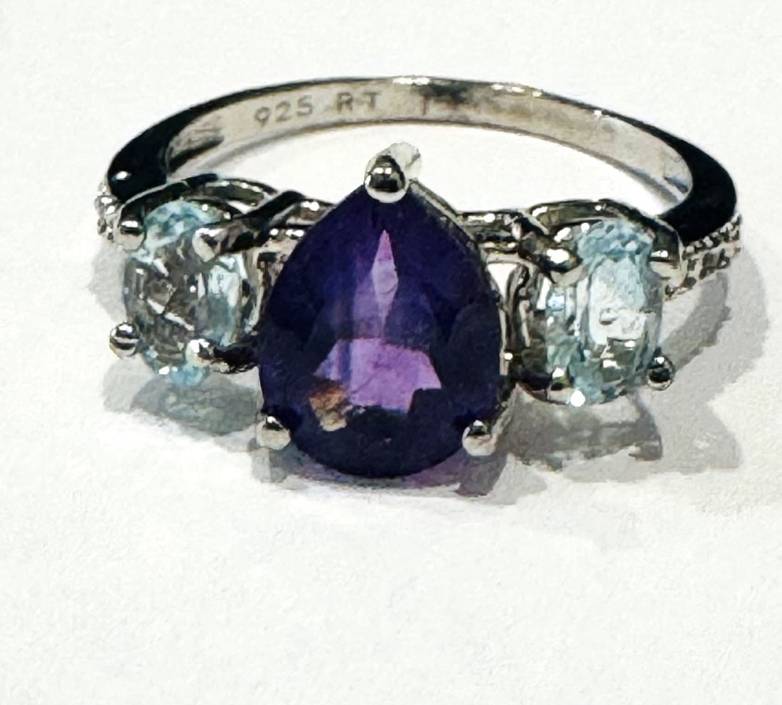 PRISTINE LAVENDER AMETHYST/BLUE TOPAZ 3CT RING (1 of 1)