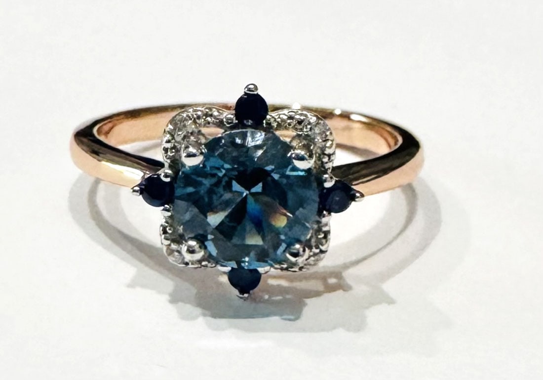 GORGEOUS AQUAMARINE ANTIQUE STYLE STERLING RING (1 of 1)