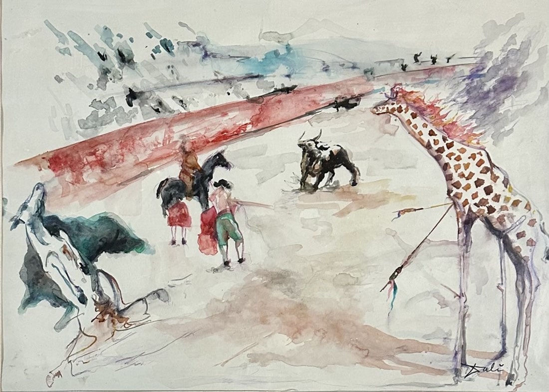 SALVADOR DALI WATERCOLOR SURREALIST PAINTING (1 of 3)