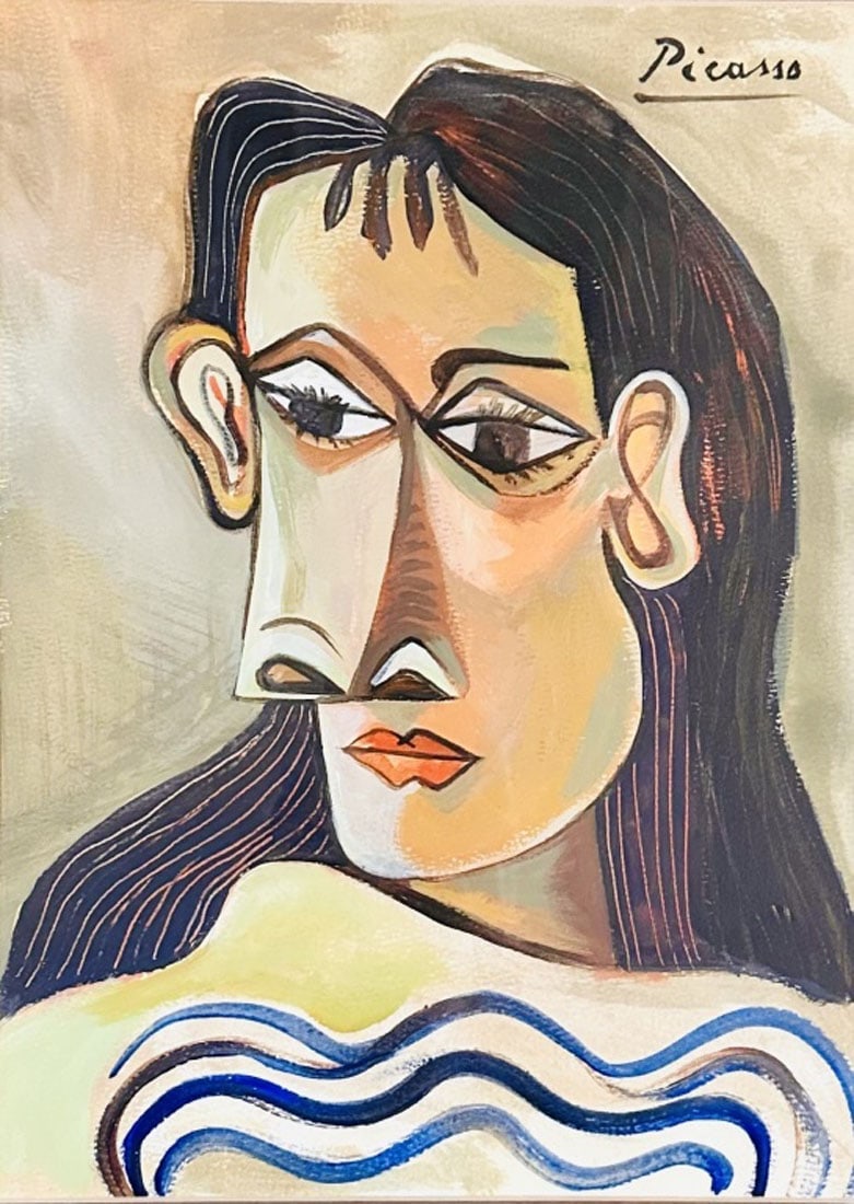 PABLO RUIZ PICASSO OIL ON PAPER: Attributed to Pablo Picasso, no coa, private collection, medium: oil, measurements: 16"WX20"H framed, good condition Biography: Pablo Ruiz Picasso was a Spanish painter, sculptor, printmaker, ceramici