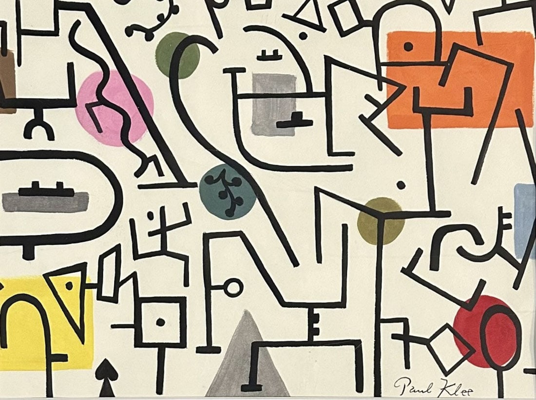 PAUL KLEE OIL OIL ON PAPER PAINTING: Attributed to Paul Klee, no coa, private collection, medium: oil, measurements: 17"HX23"W framed, good condition Biography: Paul Klee was a Swiss-born German artist. His highly individual style was in
