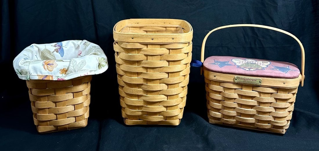 LOT OF 3 LONGABERGER BASKETS: ALL SIGNED GOOD CONDITION